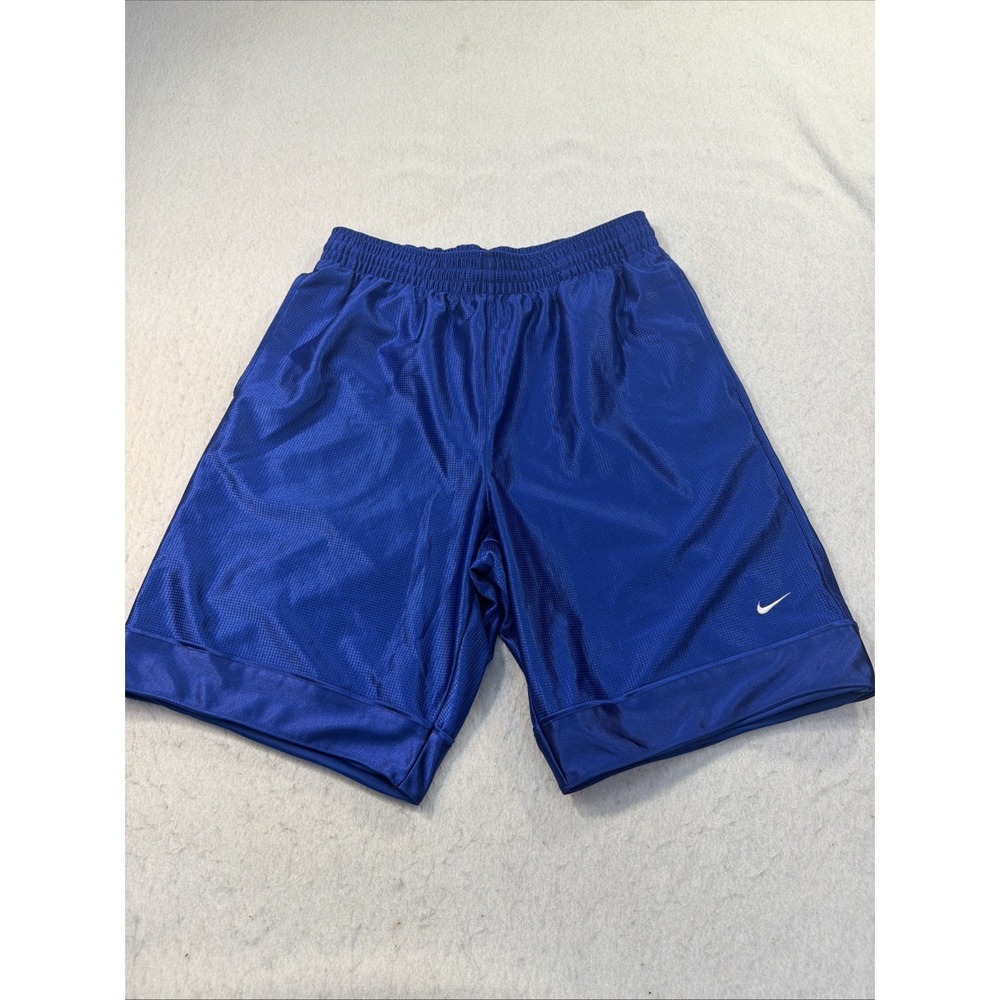 Vintage Nike Shiny Dazzle Shimmer Silky Shorts Mens Large Blue 9.5" Y2K Baggy